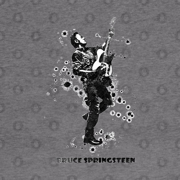 Bruce Springsteen The Boss Watercolor Splatter 06bw by SPJE Illustration Photography